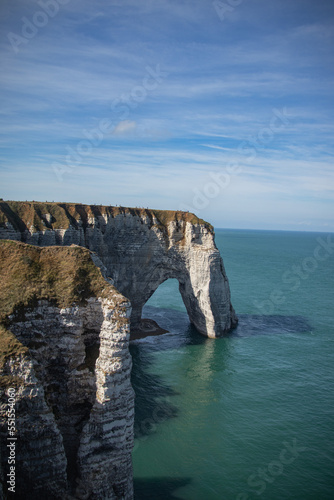 Cliffs of Etretat taken from the top of the cliffs in Normandy, France
