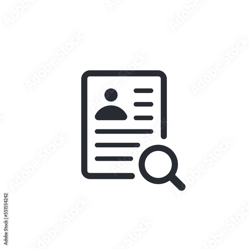 Document icon. Identification card. Id card. Document search. Find file. Profile sign. File icon. File search. Personal document. Worksheet icon. Magnifying glass. Search. Personnel search. Archive