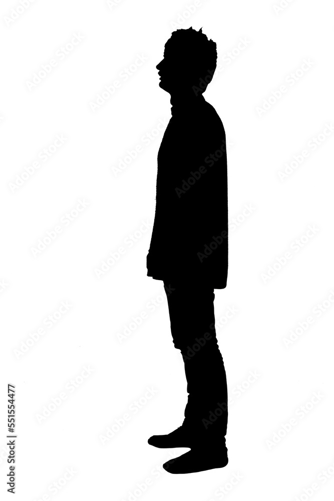 side view of a man isolated on white background