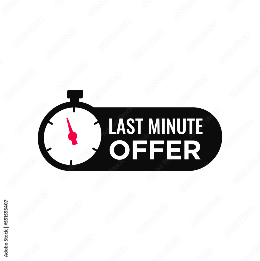 vector illustration last minute offer button sign, flat modern label, stopwatch countdown logo vector illustration last minute offer button sign, flat modern label, stopwatch countdown logo