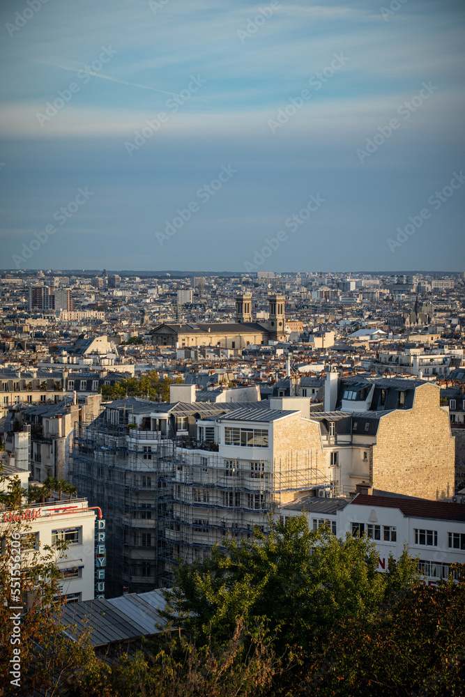 Breathtaking view from the butte of Montmartre on the whole Paris and all its houses
