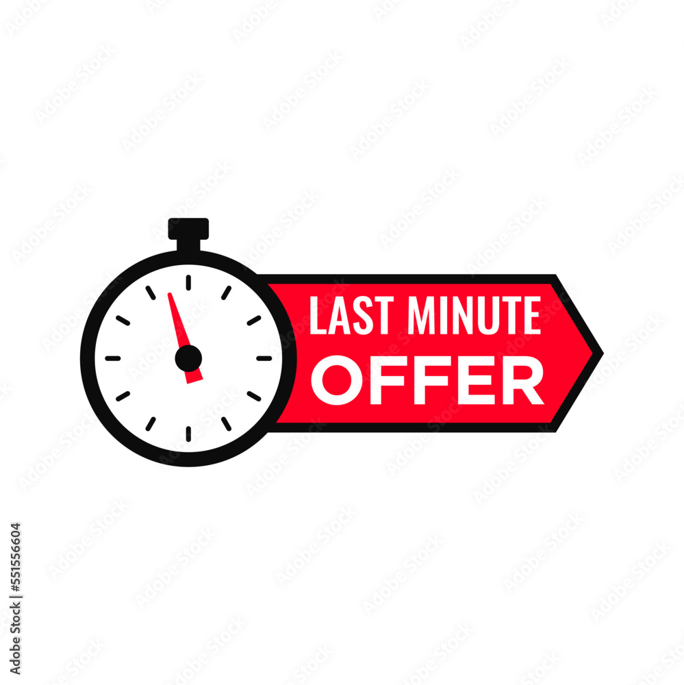 vector illustration last minute offer button sign, flat modern label, stopwatch countdown logo vector illustration last minute offer button sign, flat modern label, stopwatch countdown logo