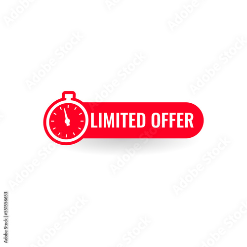 vector illustration last minute offer button sign, flat modern label, stopwatch countdown logo