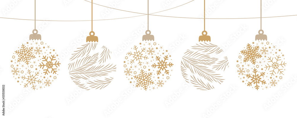 merry christmas card with hanging ball decoration Stock Vector | Adobe ...
