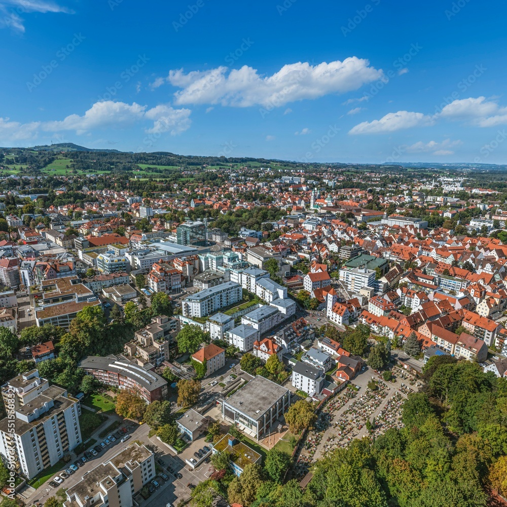 Ausblick auf die Innenstadt von Kempten im Allgäu
