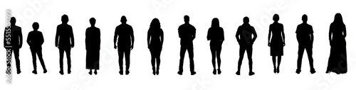  silhouette of back view of people on white background