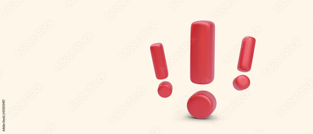 Group of 3d realistic exclamation marks isolated on yellow background. Vector illustration Group of 3d realistic exclamation marks isolated on yellow background. Vector illustration