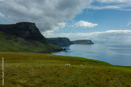 Ocean coast at Neist point lighthouse, Scotland