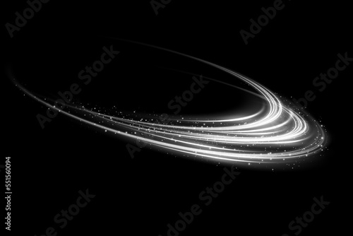 Abstract light lines of movement and speed in white. Light everyday glowing effect. semicircular wave, light trail curve swirl, car headlights, incandescent optical fiber png.