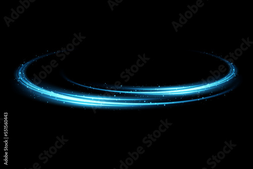 Set of abstract light lines of movement and speed. light blue ellipse. Brilliant galaxy. Glowing podium. Space tunnel. Light everyday glowing effect. semicircular wave, light vortex wake. Bright spira