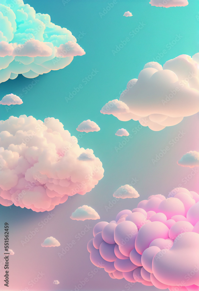 Pastel Colors Floating Gradient Clouds Background. Pastel Clouds Illustration