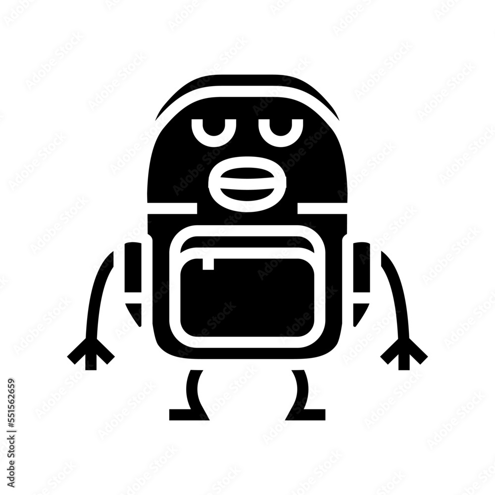 backpack stationery character glyph icon vector. backpack stationery character sign. isolated symbol illustration backpack stationery character glyph icon vector. backpack stationery character sign. isolated symbol illustration