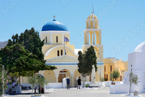 Blue Domed Church Santorini, Greece.