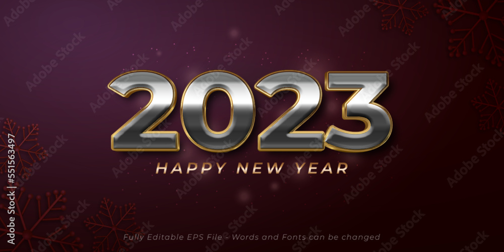 Editable text effect 2023 happy new year with luxury theme