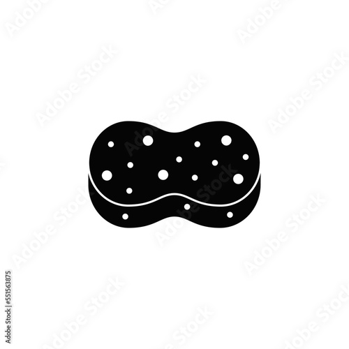 Washing sponge icon in black flat glyph, filled style isolated on white background