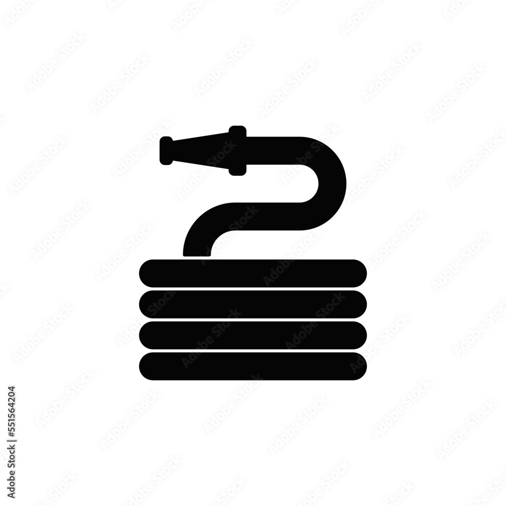 Hose icon in black flat glyph, filled style isolated on white background Hose icon in black flat glyph, filled style isolated on white background