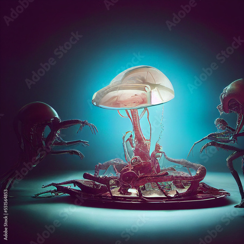 illustration of a mushroom in the night