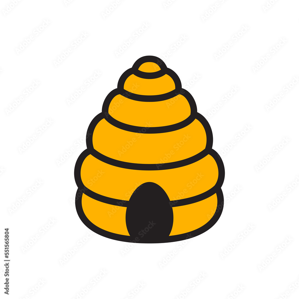 Orange beehive. Wasp nest. Bee house. Simple icon Orange beehive. Wasp nest. Bee house. Simple icon