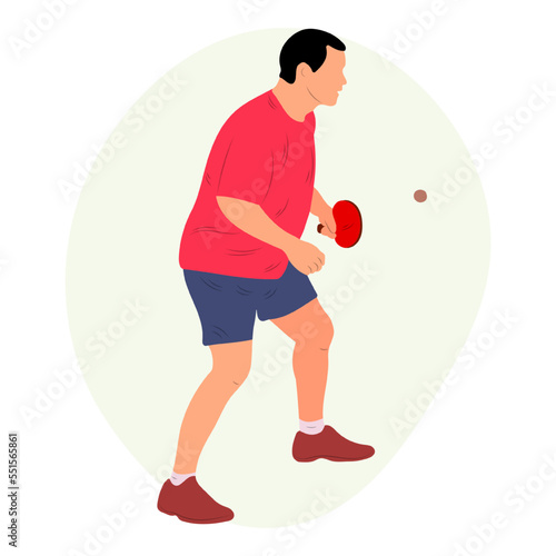 Athlete tennis player playing table tennis. Isolated vector