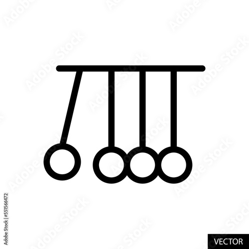 Newton's cradle vector icon in line style design for website, app, UI, isolated on white background. Editable stroke. Vector illustration.