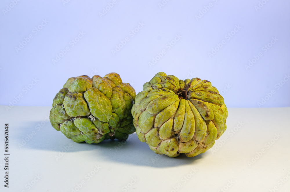 Fototapeta premium Annona on a white background The lighting was filmed in the studio.