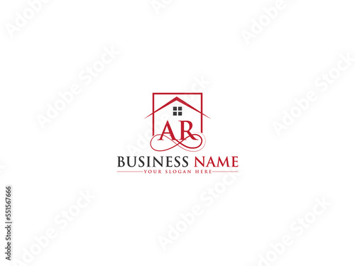Red Black Real Estate AR ra Logo, Building Ar Alphabet Letter Logo Template
