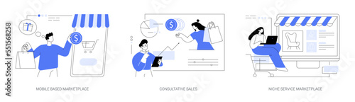 E-commerce application abstract concept vector illustrations.