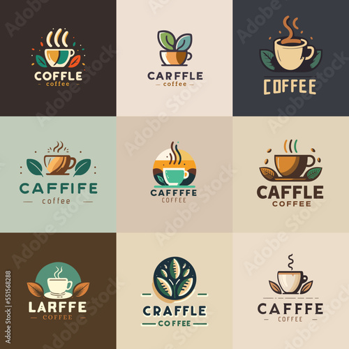 Set of Vector Coffee logo branding Illustration collection premium  vector