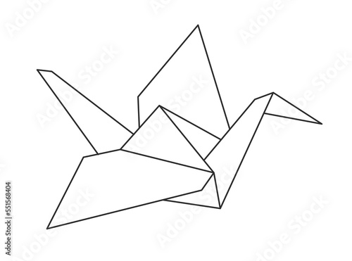 Paper cranes. Vector origami figurine