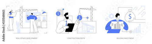 Construction project management abstract concept vector illustrations.