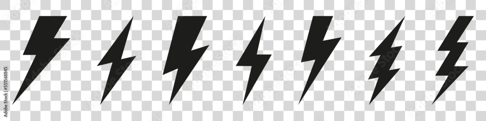 Vector electric lightning bolt logo set isolated on white background ...