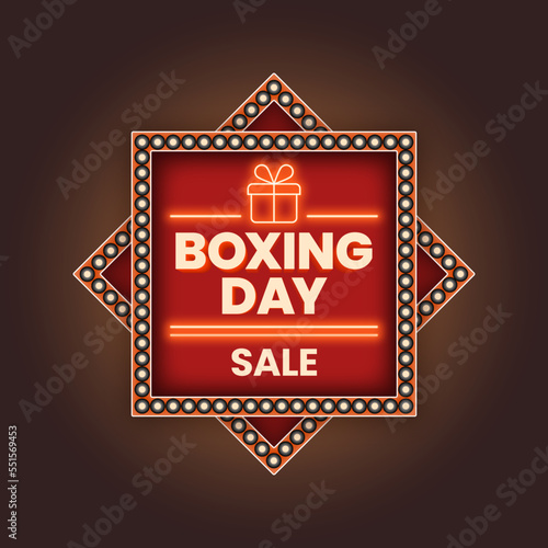 Boxing day sale banner with light board effect for advertising or social media post design template