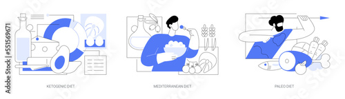 Weight loss nutrition plan abstract concept vector illustrations.