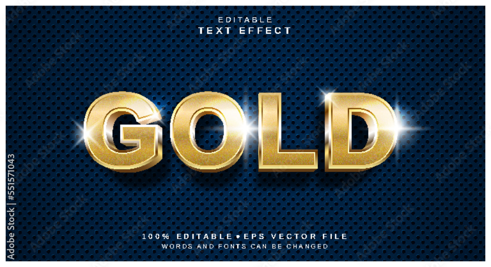 Editable text style effect - Gold text style theme.