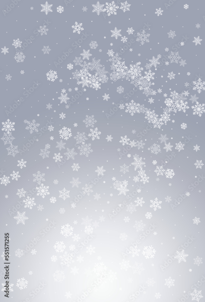 Gray Snowfall Vector Gray Background. Xmas Silver