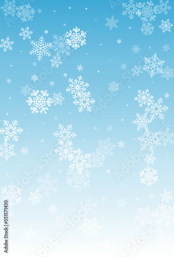 White Snowflake Vector Blue Background. Xmas