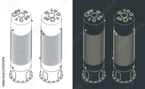 Chemical reactor isometric blueprints