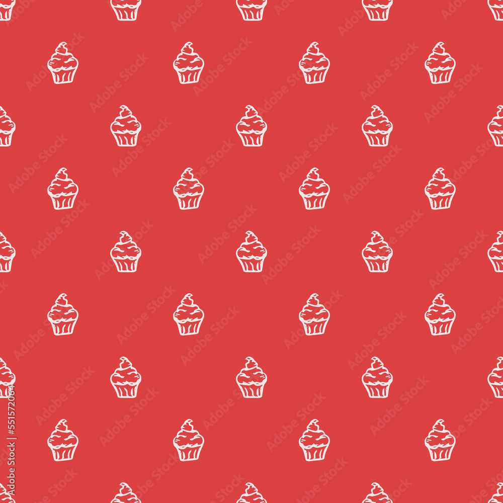 Seamless cake pattern. Sweets and candy background. Doodle vector illustration with sweets and candy icons Seamless cake pattern. Sweets and candy background. Doodle vector illustration with sweets and candy icons