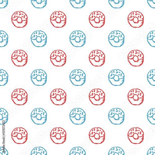 seamless donut pattern. Doodle vector pattern with donut icons. donut background