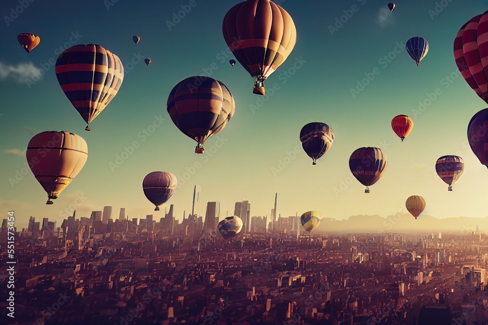 Obraz premium Hot air Balloon in flight Above the Nature