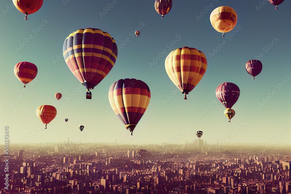 Fototapeta premium Hot air Balloon in flight Above the Nature