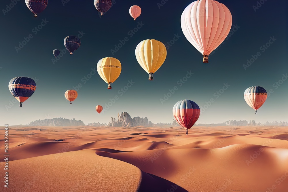 Naklejka premium Hot air Balloon in flight Above the Nature