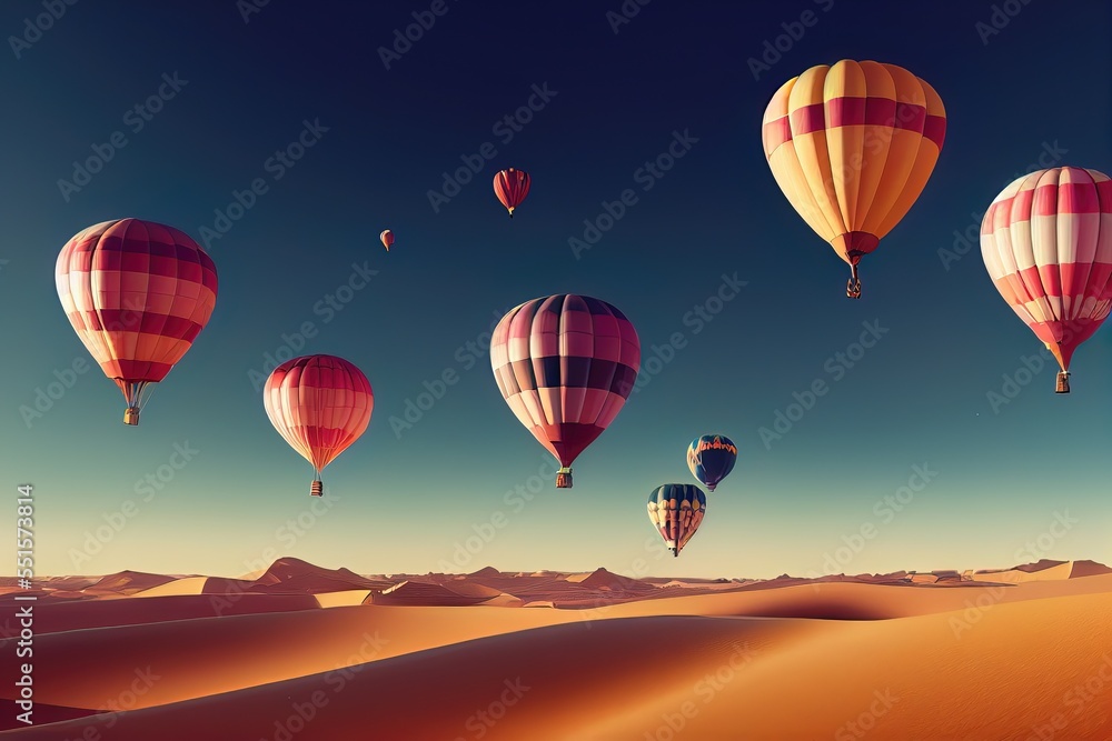 Naklejka premium Hot air Balloon in flight Above the Nature