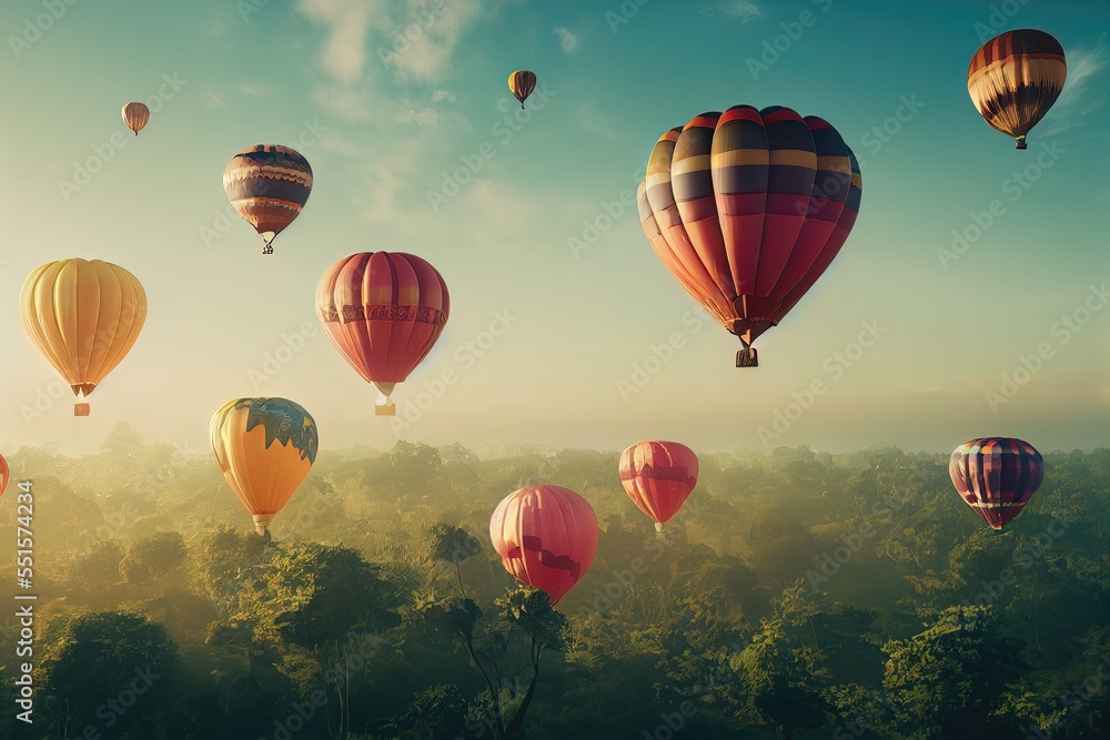 Obraz premium Hot air Balloon in flight Above the Nature