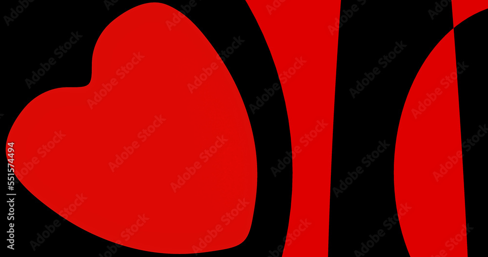Render with decorative abstract background with red and black color heart