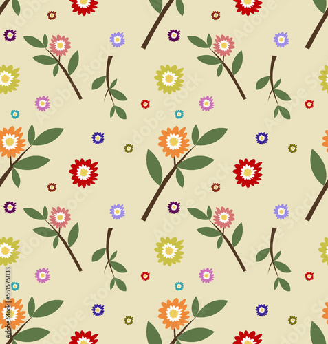 Flower with leaf design seamles pattern