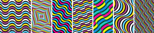 Pattern with optical illusion. Abstract striped background with ripple effect. 3d vector patter for brochure, annual report, magazine, poster, presentation, flyer or banner.