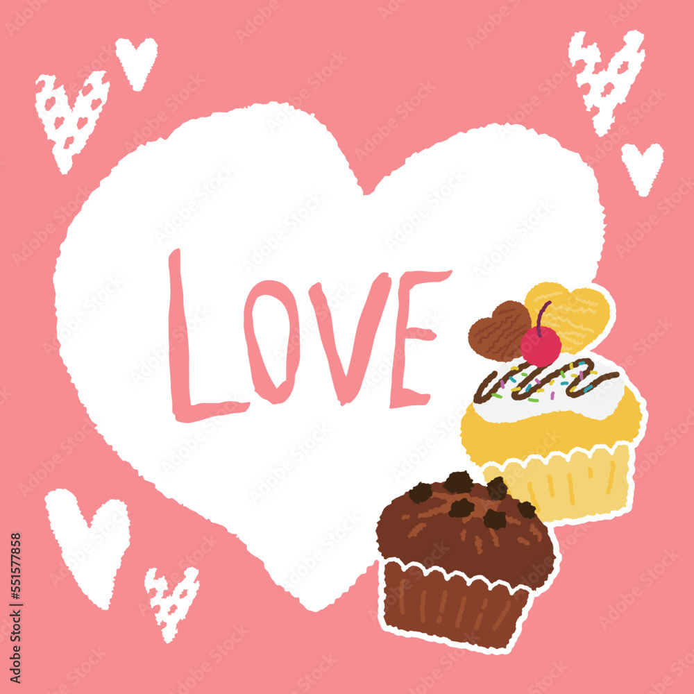 Valentine's Day material. various kinds of muffin. Frame design. Valentine's Day material. various kinds of muffin. Frame design.