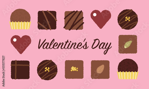 Valentine's Day material. various kinds of chocolate.