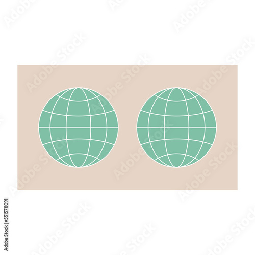 World map two hemispheres isolated on white background